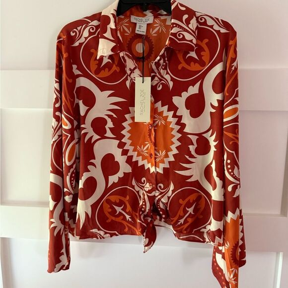 Rachel Zoe Tops - New Rachel Zoe Women's Bold Red and Cream Button Down Shirt